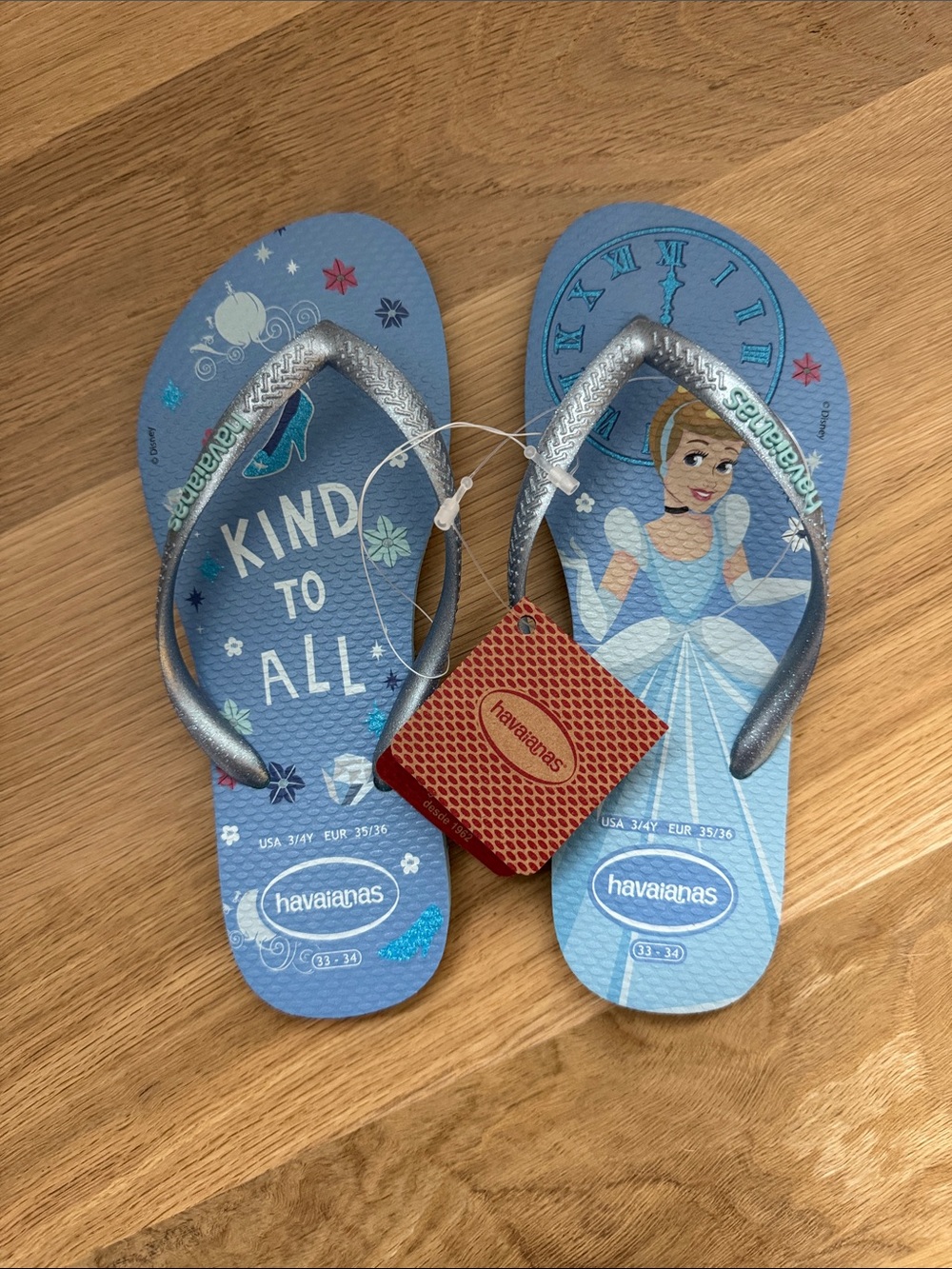 Havaianas Kids Blue Cinderella "Kind to All" Flip Flops